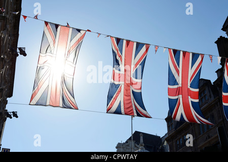 Three Union Jack flags flying in the breeze next Bexhill pavilion on ...