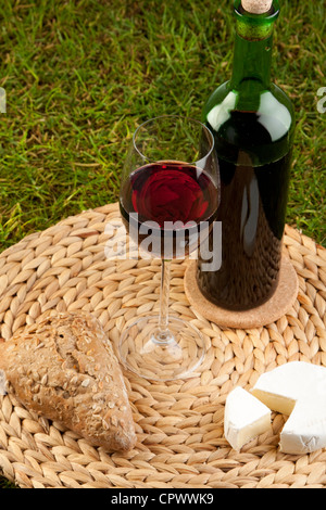 Wine on grass Stock Photo