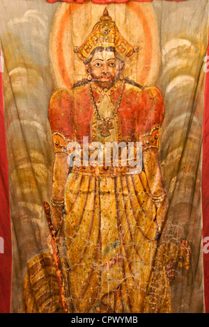 Wall hanging at Embekka Devale Hindu temple, Kandy, Sri Lanka Stock Photo