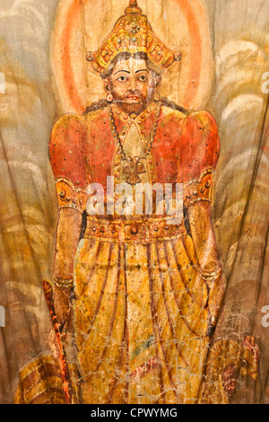 Wall hanging at Embekka Devale Hindu temple, Kandy, Sri Lanka Stock Photo