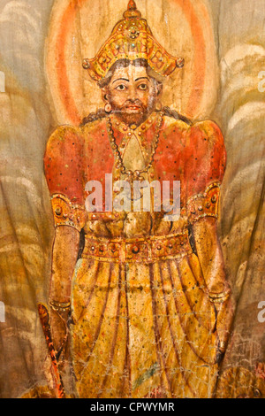 Wall hanging at Embekka Devale Hindu temple, Kandy, Sri Lanka Stock Photo