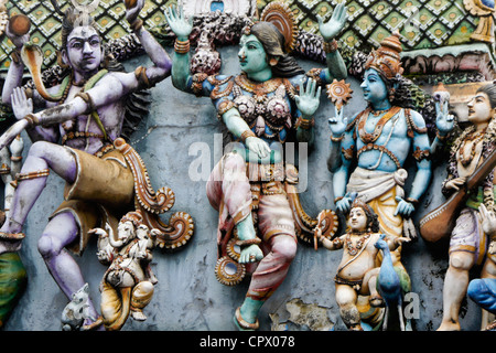 Figures on Sri Muthumariamman Thevasthanam Hindu temple, Matale, Sri Lanka Stock Photo