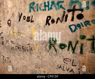 Graffiti on a plastered wall in Old Havana Cuba Stock Photo
