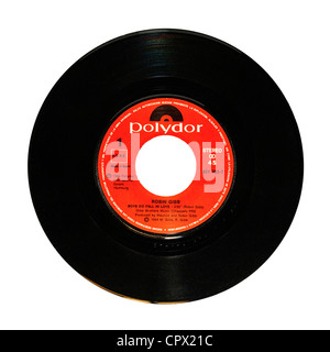 A vinyl single record by Robin Gibb from the Bee Gees on the Polydor record label on a white background Stock Photo