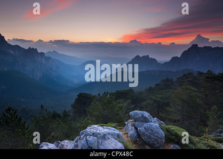 the Col de Bavella at dawn, Bavella Mountains, Corsica, France Stock Photo