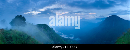 the Ella Gap at dawn from Little Adam's Peak, Southern Highlands, Sri Lanka Stock Photo