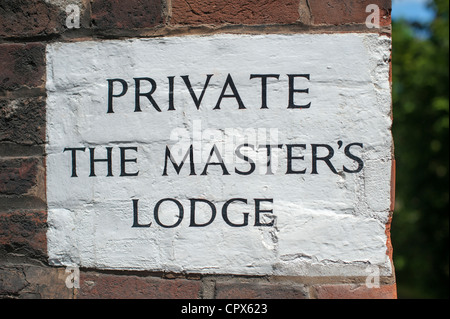 Sign painted on a wall at Jesus College Cambridge for the Masters lodge