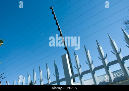 Closeup of electric fencing Stock Photo