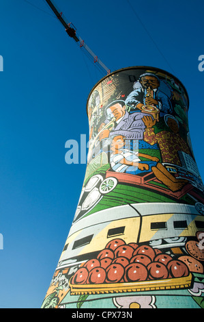 Closeup of cooling towers, Soweto Stock Photo