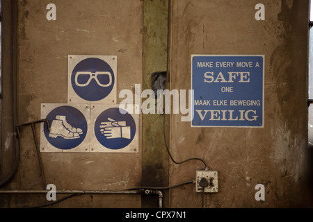 Safety sign in factory, Gauteng, South Africa Stock Photo