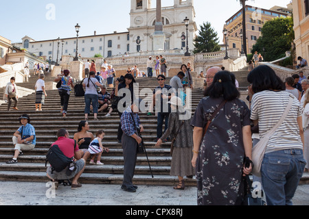 Tourist crowds. Spanish steps Rome Italy Stock Photo