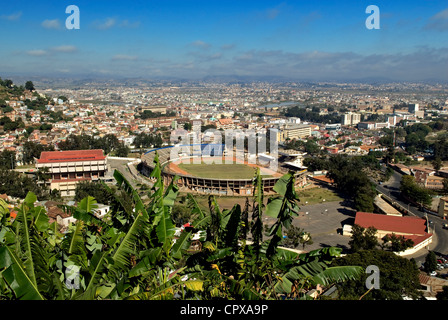 Madagascar Analamanga region Antananarivo Tananarive or Tana view over stadium of city from historical quarter of Andahalo on Stock Photo