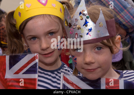 Two youngsters suitably attired at the celebrations for the Queen's Diamond Jubilee, Rowledge Village, Surrey/Hampshire border Stock Photo