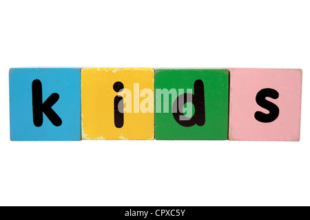 toy letters that spall kids against a white background with clipping path Stock Photo