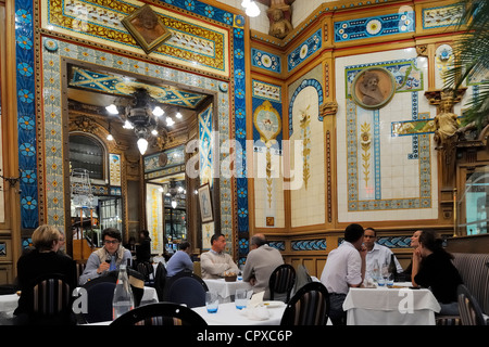 France, Loire Atlantique, Nantes, La Cigale Brasserie, interior decorated with Art Nouveau Style Stock Photo