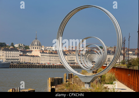France, Loire Atlantique, Nantes, Ile de Nantes, Buren's rings on Loire River quays Stock Photo
