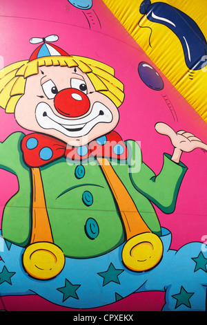 clown detail on bouncy castle Stock Photo