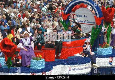 Holland Area Chamber of Commerce float in the Meijer Muziekparade at Tulip Time festival, Holland Michigan Stock Photo