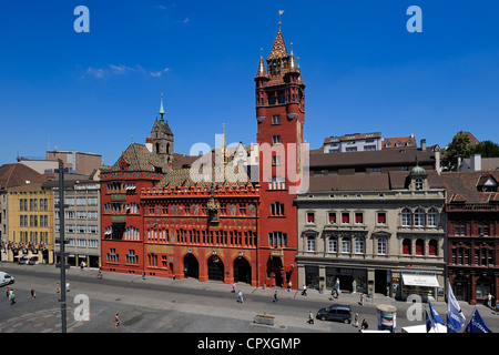 Switzerland, Basel, Marktplatz and City hall Stock Photo