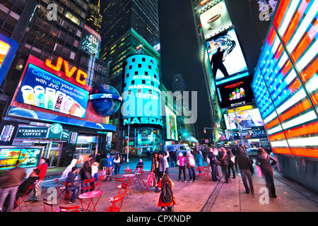 Times Square at night in Manhattan, New York City Stock Photo
