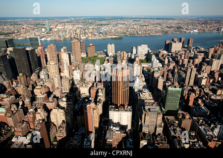 United States, New York City, Manhattan, view from the Empire State Building on the East River and the Queens Stock Photo