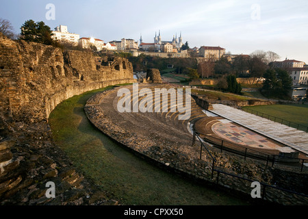 France, Rhone, Lyon, historical site UNESCO World Heritage, colline de Fourviere, Roman theatre Stock Photo