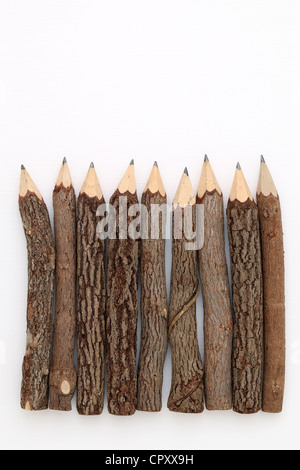 Wooden pencils  on white background Stock Photo
