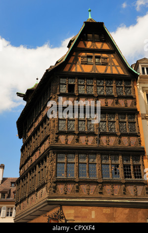 France Bas Rhin Strasbourg old town listed as World Heritage by UNESCO Place de la Cathedrale Maison Kammerzell built in Stock Photo