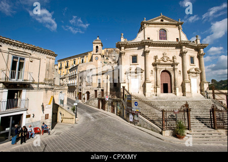 Italy Sicily Ragusa Baroque town listed as World Heritage by UNESCO Ragusa Ibla Lower Town Chiesa delle Anime Sante del Stock Photo