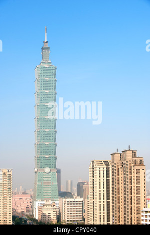 Taiwan, Taipei, Taipei 101 tower, one of the highest towers in the world by architect company CY Lee et Partner Architects Stock Photo