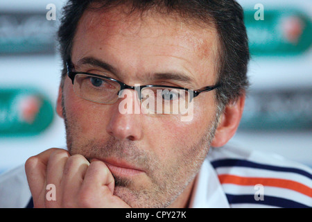 France Manager, Laurent Blanc speaks during a press conference prior to the friendly match with England in 2010 Stock Photo