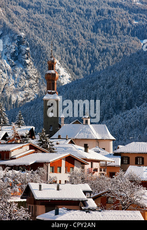 France, Savoie, Bozel, Saint Francois De sales Church, Tarentaise Valley, Massif de la Vanoise Stock Photo