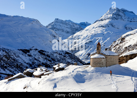 France, Savoie, Vanoise National Park, Bonneval sur Arc, labelled Les Plus Beaux Villages de France, the highest village of Stock Photo