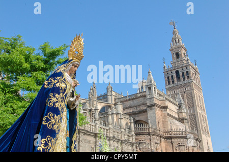 Spain, Andalucia, Sevilla, Great procession of the Virgen de Guadalupe, statue usually in the Sagrario church Stock Photo