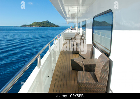 France, French Polynesia, Society Archipelago, Leeward Islands, cruise on the luxury 30 cabins yacht Tia Moana Stock Photo