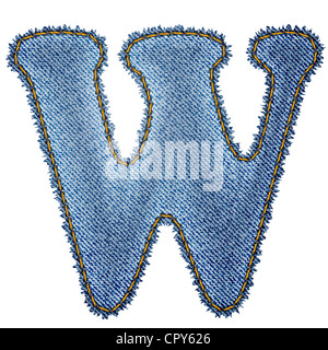 Jeans alphabet. Denim letter W Stock Photo