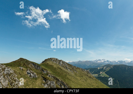 view of mountain ridge near Col du Pas de l'Ane, Haute-Garonne, Midi-Pyrenees, France. Stock Photo