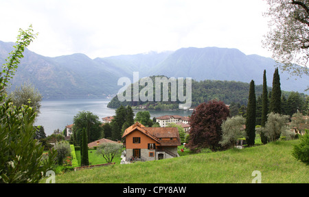 A view from the Greenway walk above Lenno around lake Como, Italian Lakes, Lombardy, Italy