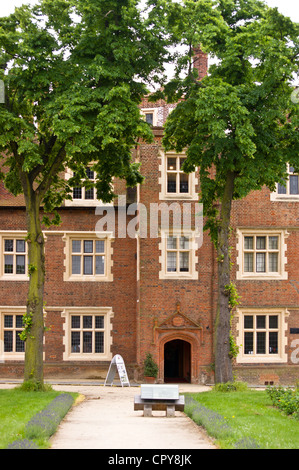 Eastbury Manor, Tudor mansion house in Barking, Essex, England, seen from the public highway Stock Photo