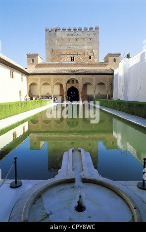 Spain, Andalusia, Granada, Alhambra, Patio de los Arrayanes (Court of the Myrtles) and Torre de Comares Stock Photo