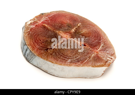 Raw little tunny steak on a white background Stock Photo