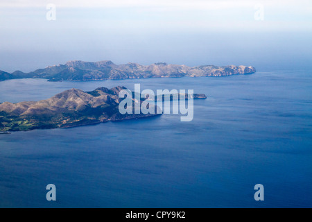 aerial view panorama 'Cap de Menorca' 'Cap des Pinar' and Cap de Formentor, Mallorca Majorca Balearic Spain Stock Photo