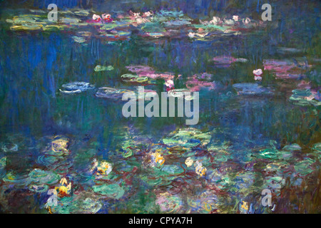 Detail of Water-lilies by Claude Monet, Musee de L'Orangerie Museum, Paris, France, Europe Stock Photo
