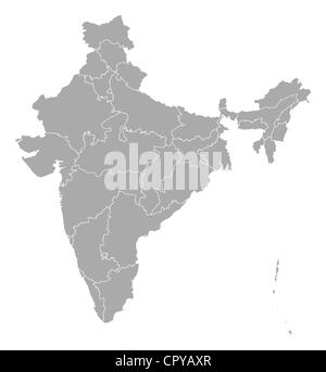 Political map of India with the several states. Stock Photo