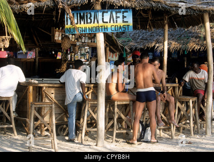 Tanzania, Zanzibar Archipelago, Unguja island (Zanzibar), Nungwi, cafe on the beach Stock Photo