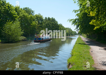Narrowboat on the Bridgewater Canal near Altrincham, Cheshire, England, UK Stock Photo