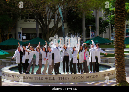 Miami Florida,University of Miami Miller School of Medicine,student students education pupil pupils,posing,pose,camera,digital,taking lab coats,intern Stock Photo