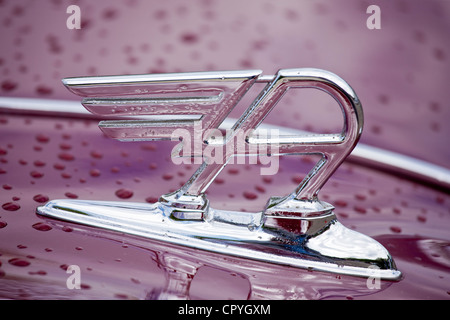 Badge Logo of Austin Atlantic A90 car at classic car rally at Brize Norton in Oxfordshire, UK Stock Photo