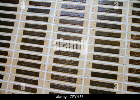 Miami Florida,University of Miami Miller School of Medicine,plaques,donors,donated by,in memory of,contributors,names,hospital,healthcare,medical cent Stock Photo