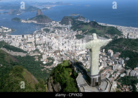 Brazil, Rio de Janeiro, cariocas landscape UNESCO World Heritage, Mount Corcovado, Christ Redeemer (O Cristo Redentor), by the Stock Photo